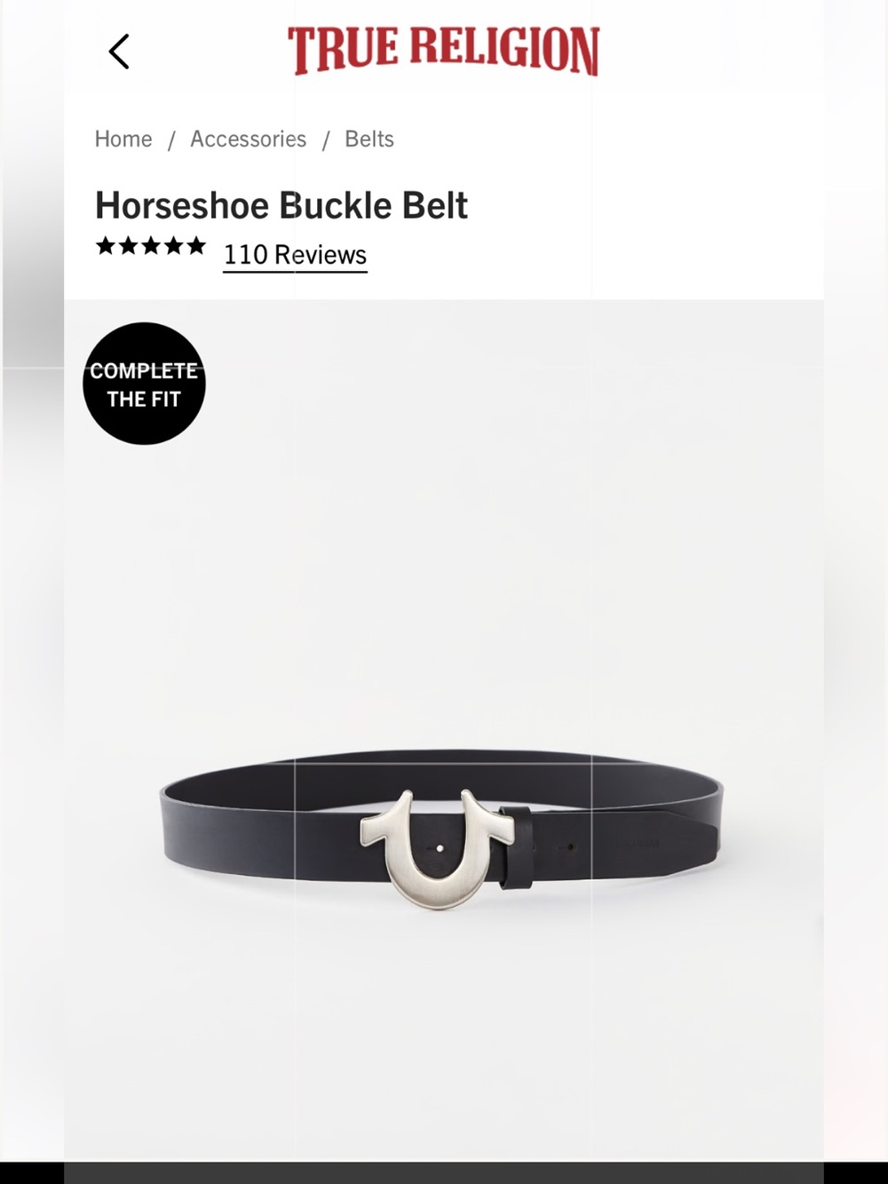 True Religion Horseshoe Buckle Belt